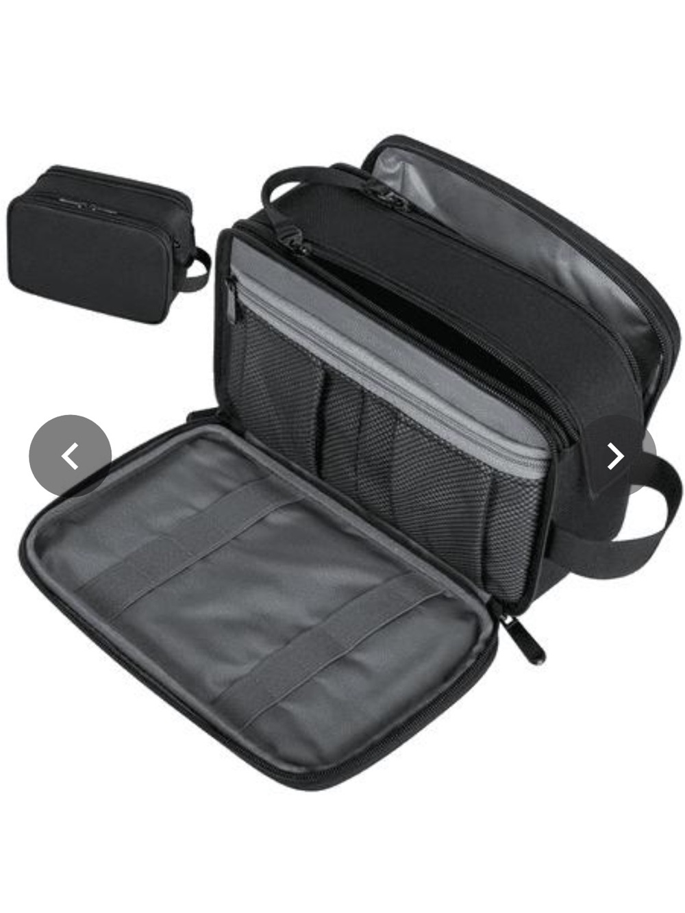Men's Large Compact Travel Toiletry Shaving Organizer Bag  with Accessory Pouch